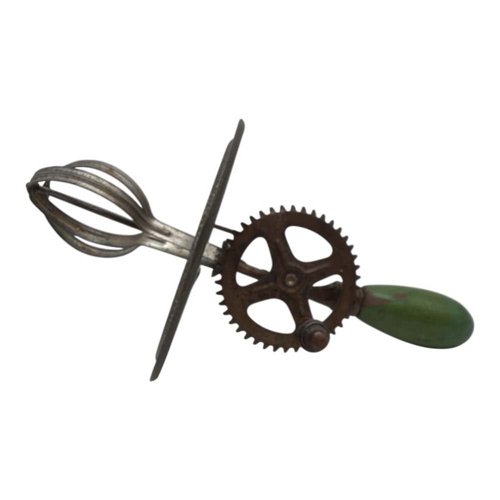 A&J Hand-Crank Egg Beater Green Handle USA pat. 1923